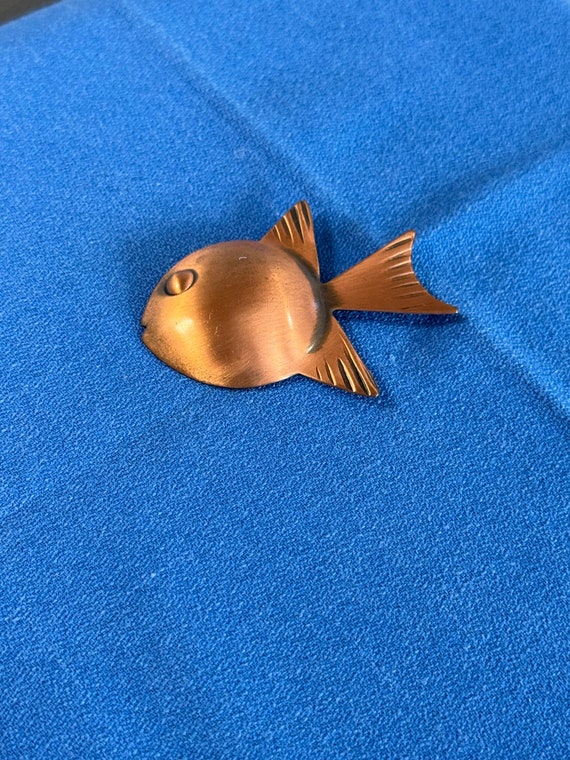 Vintage Copper Fish Brooch