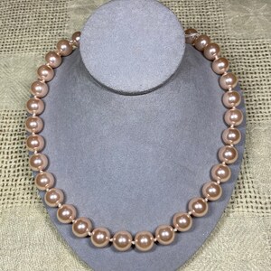 Vintage Signed Kenneth Lane Pale Pink Faux Pearl Necklace