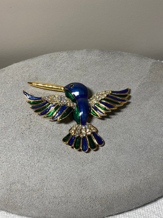 Large Vintage Humming Bird Brooch