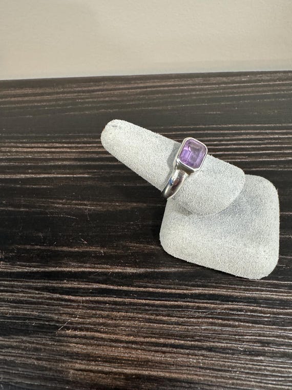 Vintage Amethyst and Sterling Silver Ring by BONA - Approx. Size 8 US View 3