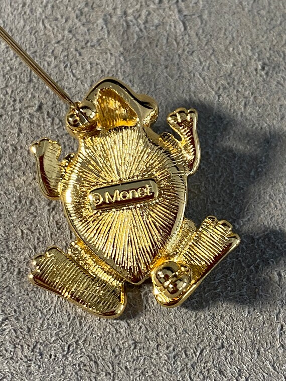 Vintage Signed Monet Frog Brooch - image 4