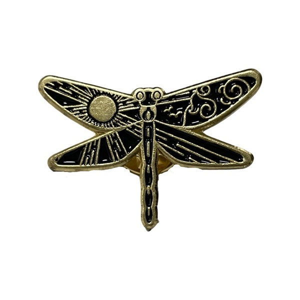 Dragonfly Sun and Cloud Design Enamel Pin