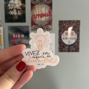 Autocollant "Vivez en enfants de lumière" Ephésiens 5:8, vinyle imperméable, encouragement, verset biblique