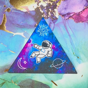 Adesivo de corte de beijo de galáxia de astronauta espacial