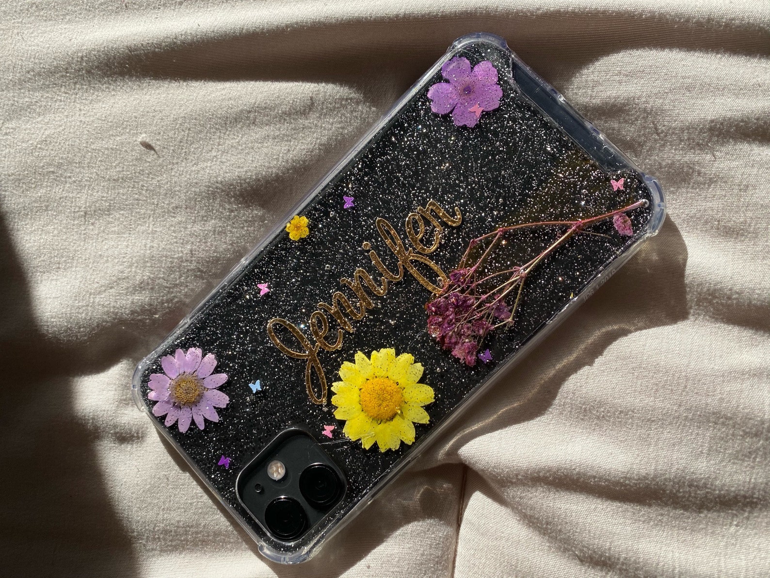 Resin Phone Case Name Phone Case Flowers Etsy