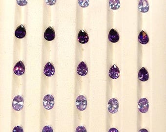 Purple Zircon Gemstone Pear and Oval Shape Purple Zircon Faceted Cabochon Loose Stone For Jewelry Making