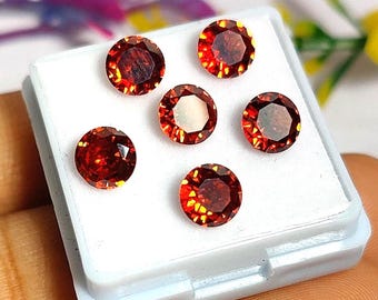 Red Zircon Faceted Stone Round Shape 6MM Red Stone For Jewelry Making