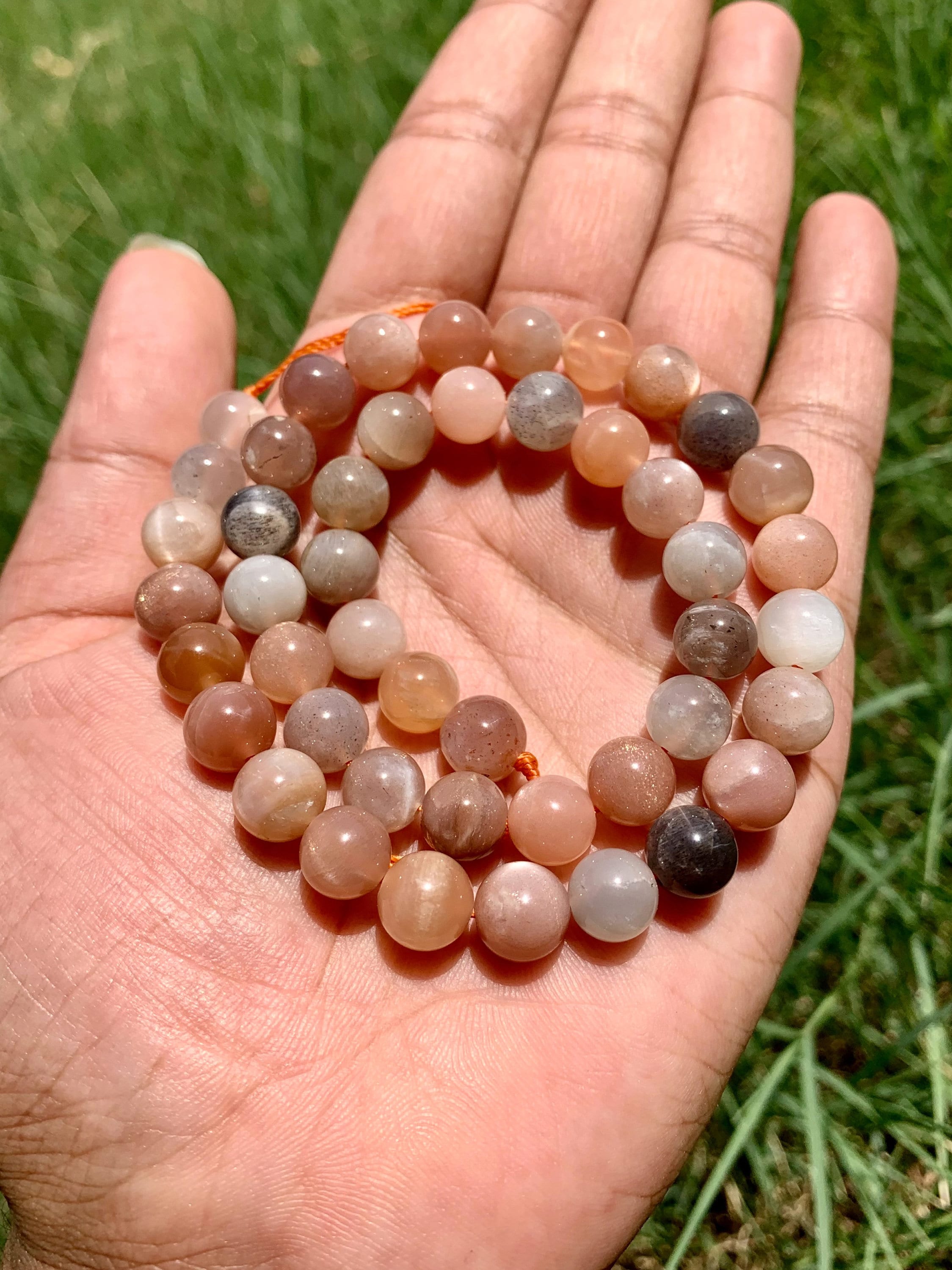 Natural Multi Moonstone Beads 8mm Gemstone Beads Round Etsy