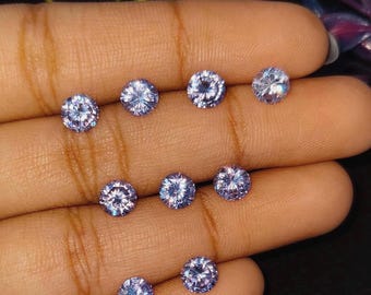 Purple Zircon Gemstone Round Shape Zircon Faceted Cabochon Loose Stone For Jewelry Making