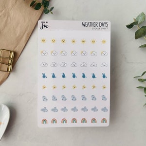 Weather Days | Mini Cute Weather Planner Stickers, Bullet Journal Stickers, Scrapbook Stickers