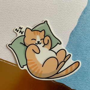 Cute Cat Nap Decal Sticker | Die Cut Kawaii Sticker