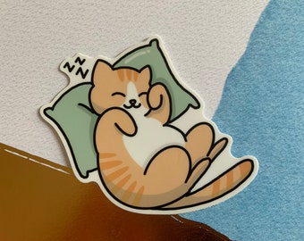 Cute Cat Nap Decal Sticker | Die Cut Kawaii Sticker