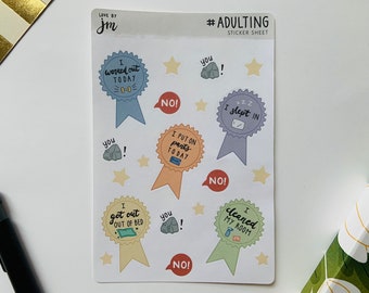 Adulting Reward Stickers | Treat Yourself Sticker Sheet, Self Care Stickers, Bullet Journal Stickers, Scrapbook Stickers