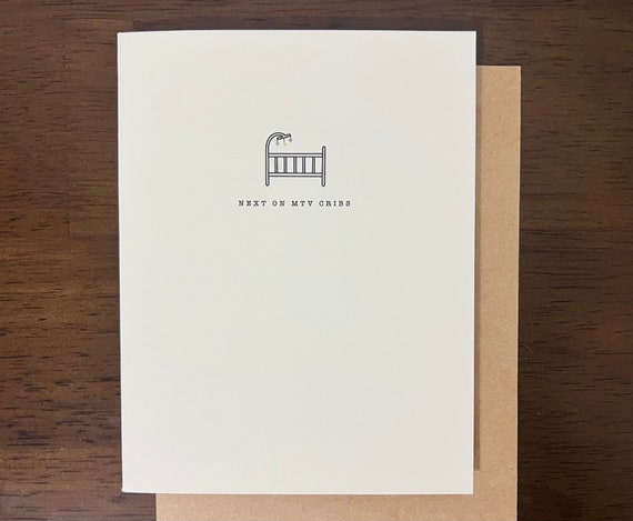New baby card | MTV cribs | Baby pun Greeting Card | Minimalistic