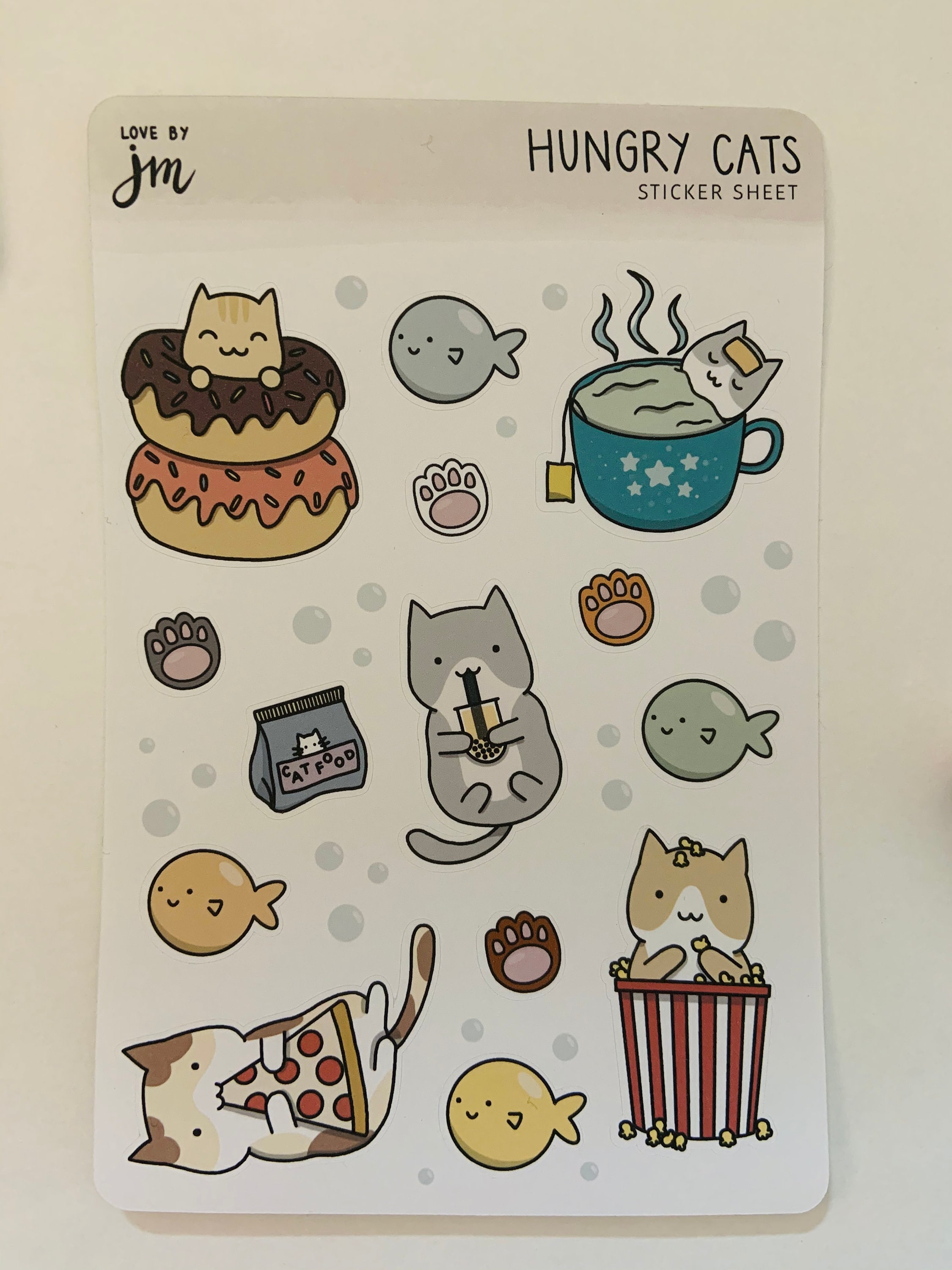 Hungry Cats | Cute Cat Sticker Sheet, Planner Stickers, Bullet Journal ...