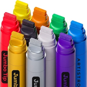 Graffiti Markers 10 Jumbo Colored Markers, 15mm Jumbo Felt Tip, Acrylic Paint Markers for Rock Painting, Stone, Ceramic, Glass, Wood, Canvas