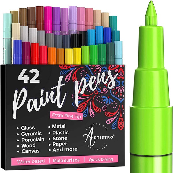 42 stylos de peinture marqueurs acryliques à pointe extra fine pour peinture rupestre, travaux manuels pour enfants, cadeau d'artiste, projets artistiques et cadeau de meilleur ami