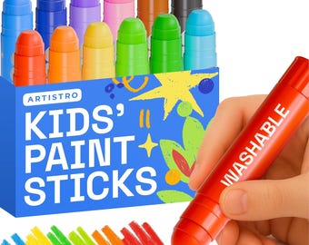 100% Washable Tempera Paint Sticks for Kids - 12 Non-toxic Paint Markers for Kids - Color Sticks with Twist Design