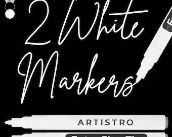 2 White Acrylic Paint Pens Extra Fine Tip for Rock Painting Ceramic Wood Glass Tire Plastic, Fabric Paint Markers, 0.7mm