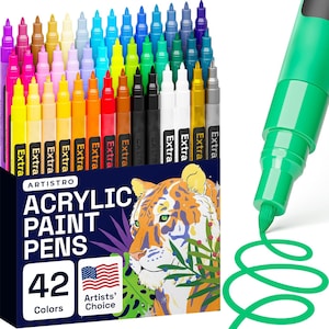 42 extrafeine Spitze Acrylstifte, 42 Farben Stifte, Marker für die Malerei von Steinen, Kinder Basteln, Künstler Geschenk, Kunstprojekte, Geschenk für den besten Freund