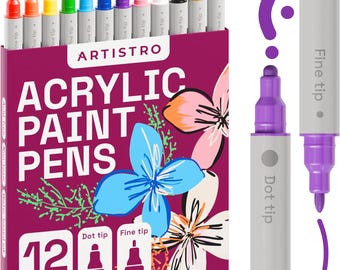 12 Dual Tip Acrylic Paint Pens, Multi-Surface Markers
