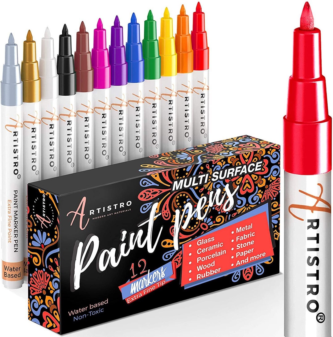 Markers For Rocks 12 Acrylic Paint Markers for Painting Rocks, Stone, Ceramic, Glass ...