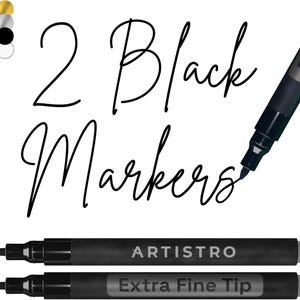 2 Canetas de tinta acrílica preta ponta extrafina para pintura em pedra cerâmica madeira vidro pneu plástico, tecido marcador marcadores de tinta, 0,7 mm
