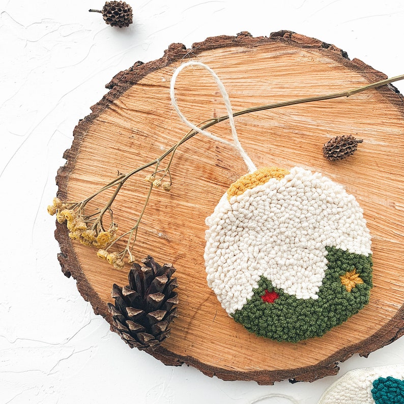 Punch Needle Gift Christmas Tree Deco Ecofriendly Ornament New Etsy