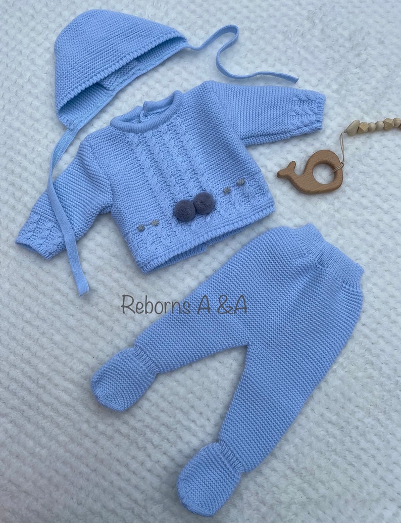 Reborn doll Preemie outfit. Preemie Coming Home outfit Baby boy Preemie clothes knitted