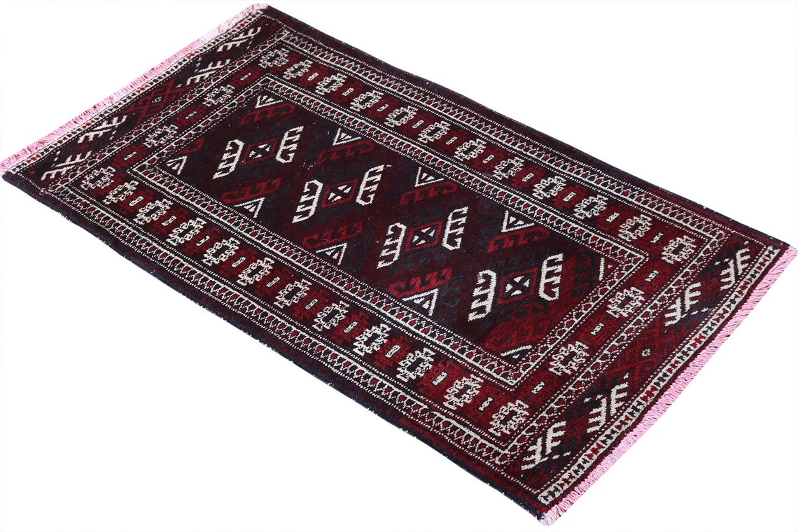 Persian Small Door mat Rug Handmade Geometric Red Rug Vintage Etsy
