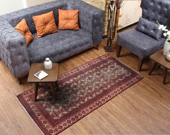 red area rug 3x6 Persian rug Handmade Bedroom Rug 3'3" x 6'4", Home Decor, Rug, Tufted Rug, Area Rug, Turkish Rug