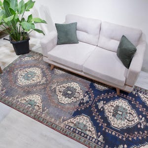 Turkish Area Rugs, 4x9 Rug, Vintage Wool Handmade Rugs for Living Room, Hand Knotted Rugs for Bedroom, Tufted Rugs, 3'11" x 8'9"