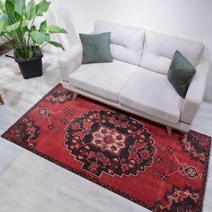 Turkish Area Rugs, 3x6 Rug, Vintage Wool Hand Knotted Rug, Handmade Tufted Area Rugs for Bedroom Kitchen, Rugs for Living Room 3'1" x 6'6"