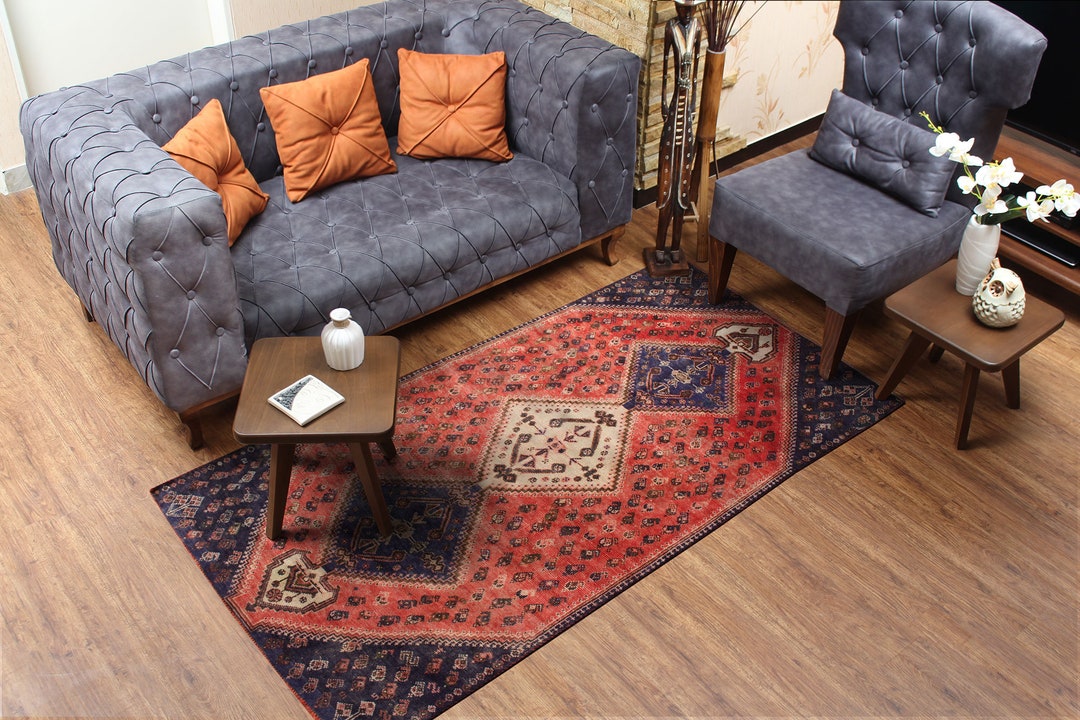 Red Rugs for Living Room 4x7 Hand Knotted Rug 3'11 X 6'11, Home Decor, Rug, Tufted Rug, Area Rug