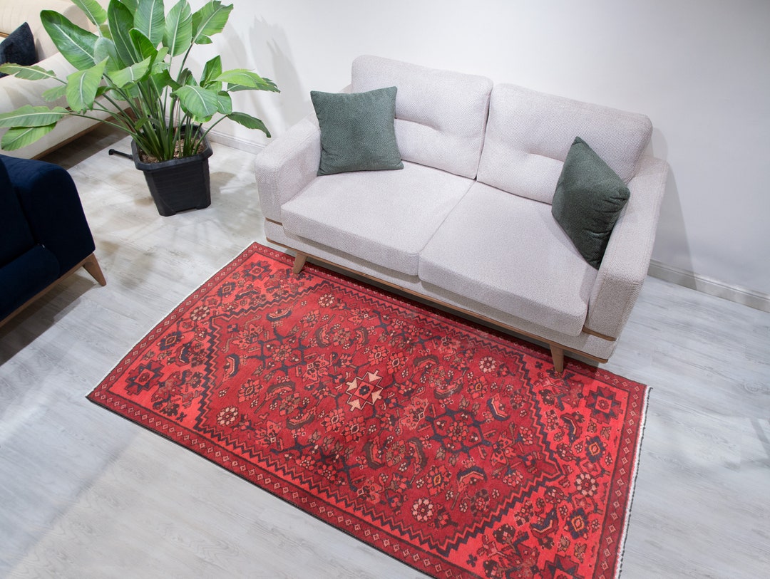 Bedroom Rug 3x6 Rug 3x6 Area Rugs Persian Vintage Hand Knotted Wool Red ...