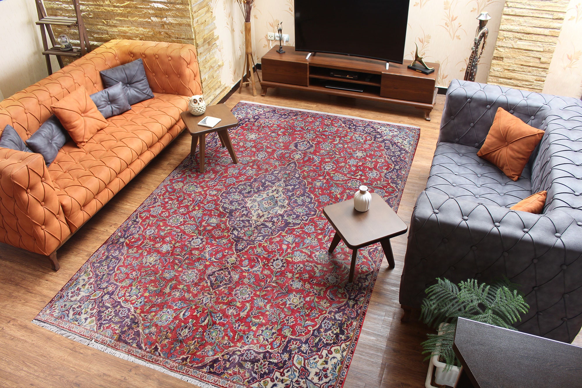 Vintage hecho a mano alfombra persa sala de estar floral | Etsy