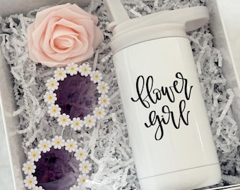 Flower girl proposal  box custom flower girl tumbler sunglasses junior bridesmaid bridal party wedding gift will you be my flower girl idea