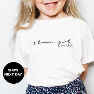 Camiseta de niña de las flores personalizada, caja de regalo de propuesta de niña de las flores, ¿serás mi portador de anillos? Camisetas de fiesta nupcial de boda para niños, camisetas de boda personalizadas