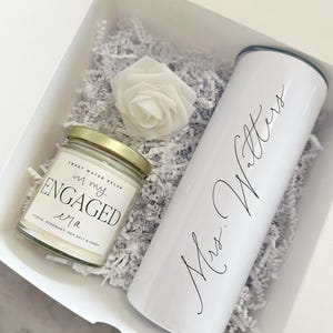 Personalized bride tumbler engagement gift box engaged era candle future mrs bride to be cup bridal gift idea wedding custom engagement
