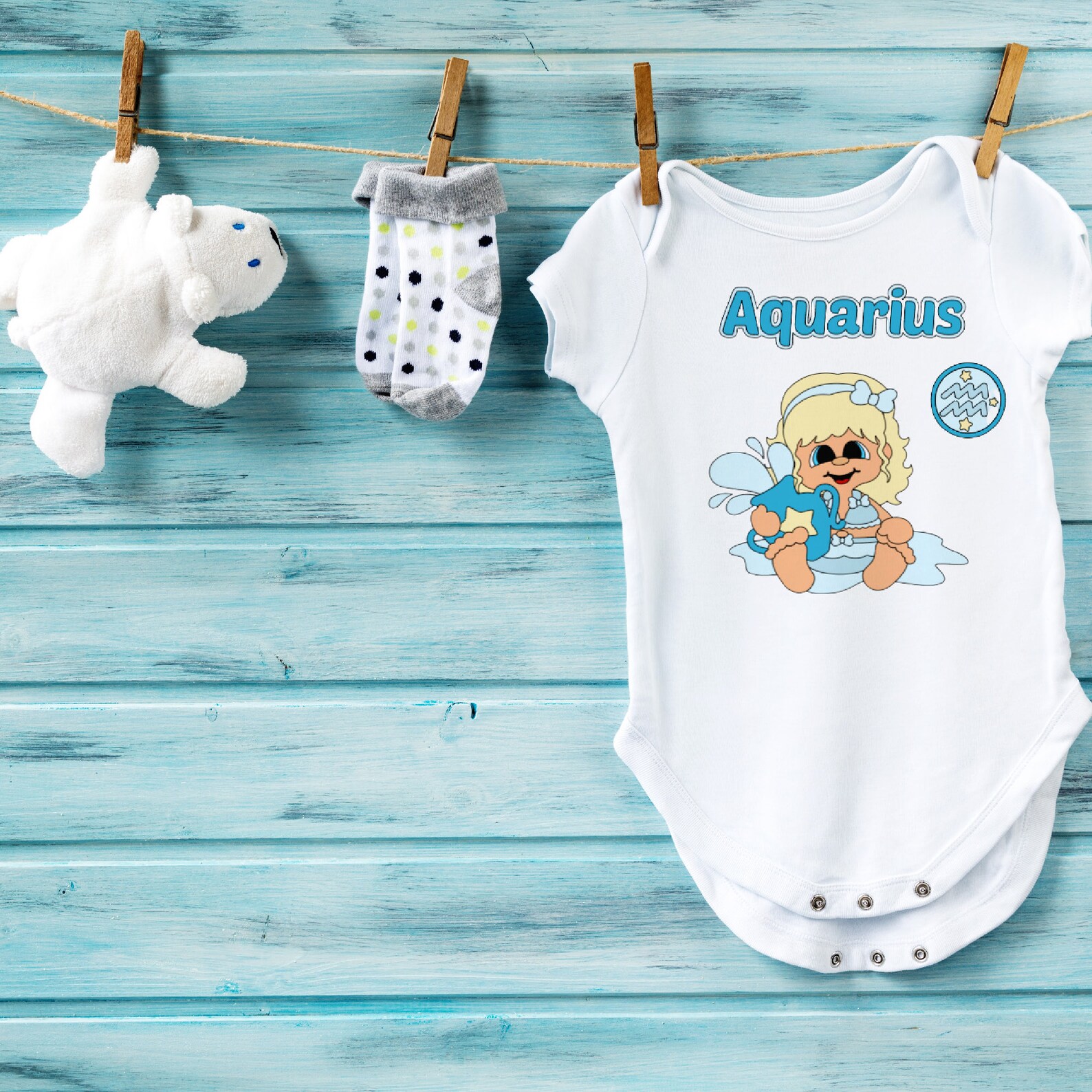 Aquarius Zodiac Baby Onesie® Horoscope Baby Onesie® Astrology Baby ...