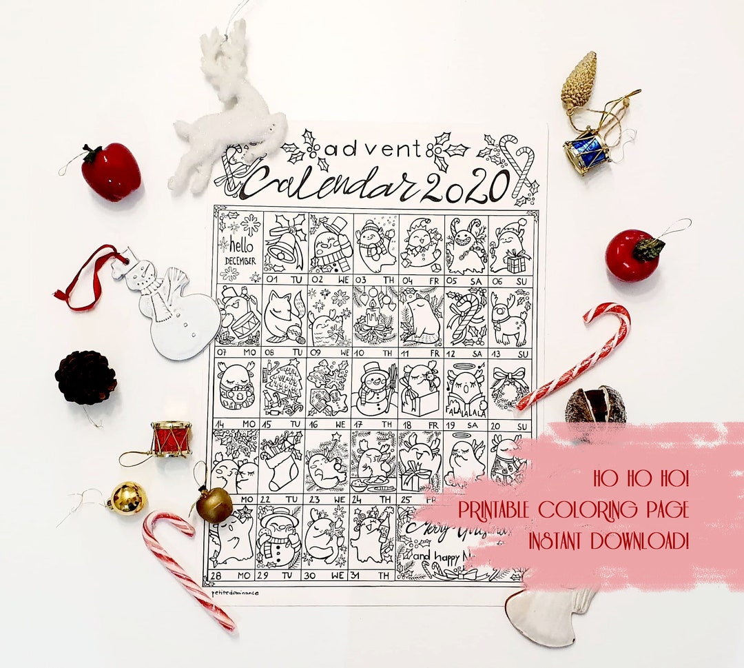 Printable Coloring Page Advent Calendar in Pdf Poster - Etsy