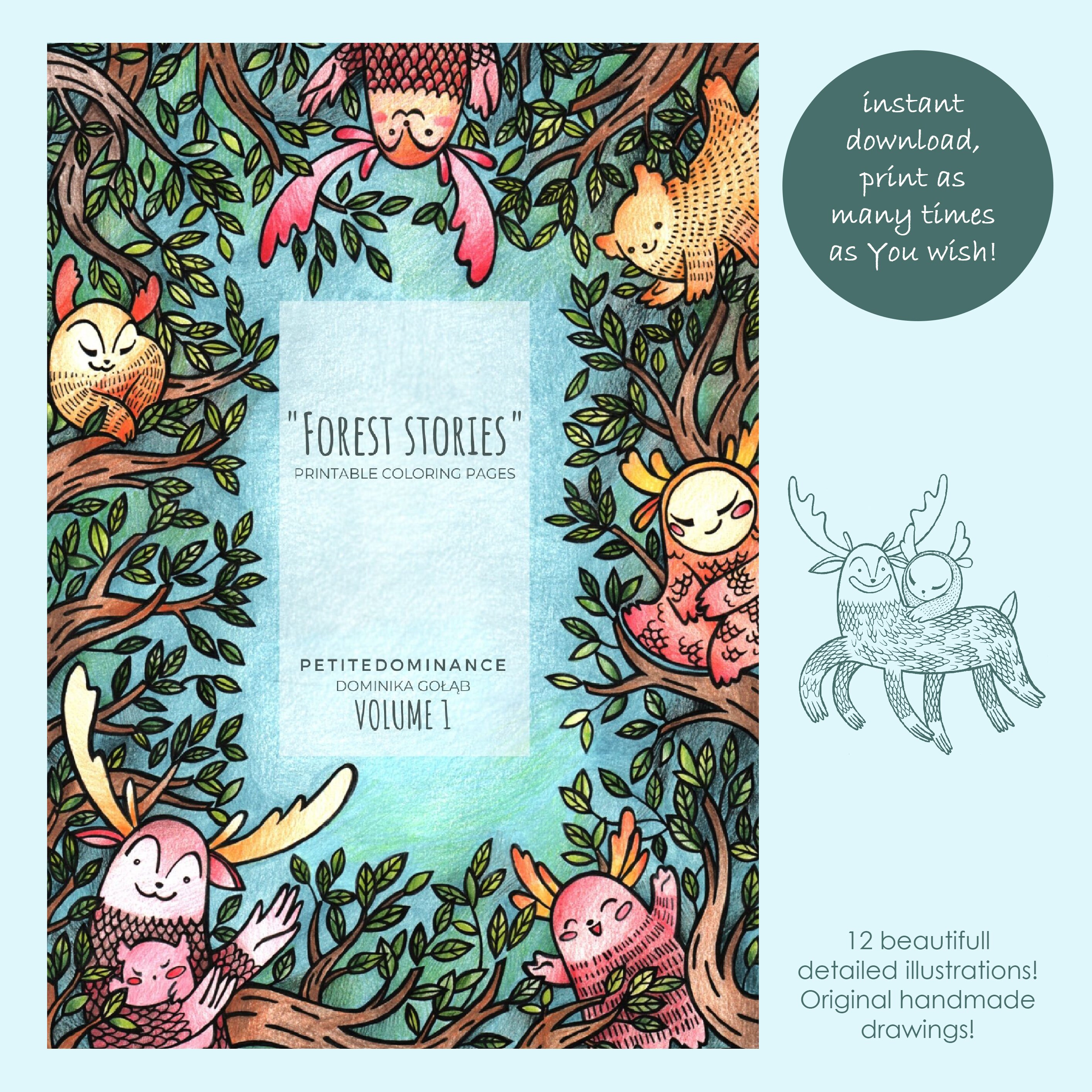 Download Printable Coloring Book Forest Animals Vol 1 Etsy