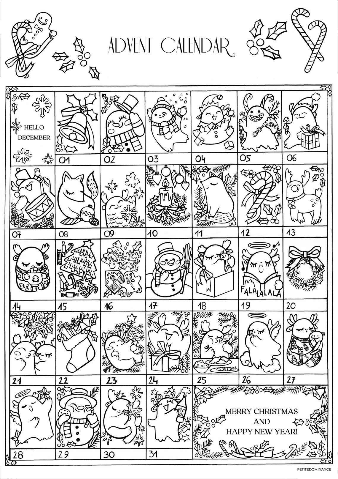 Printable Coloring Page Advent Calendar in Pdf Poster Etsy Printable Coloring Page Advent Calendar in Pdf Poster Etsy