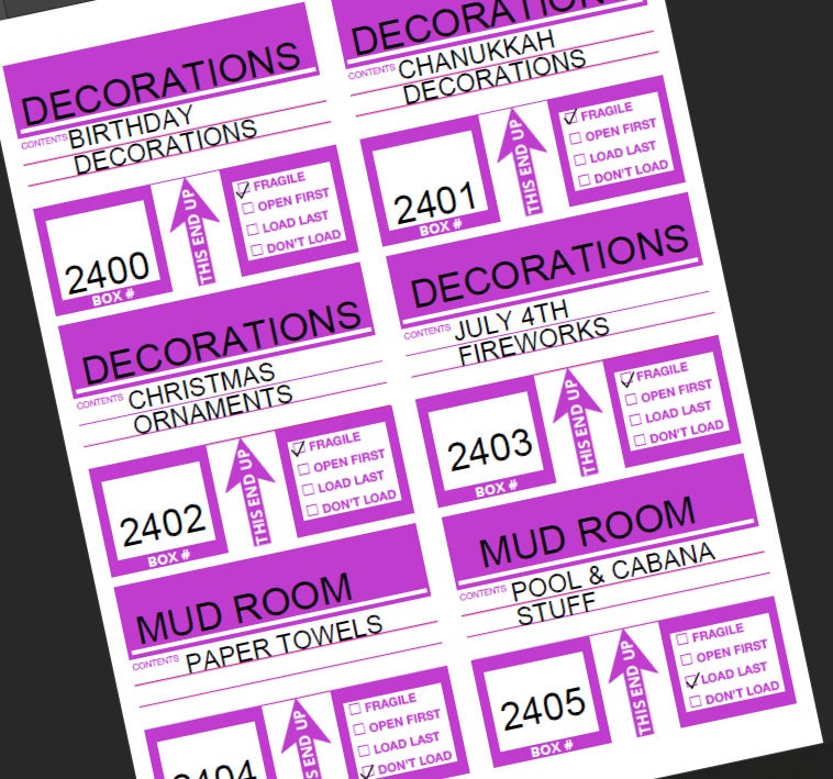 PRINTABLE MOVING LABELS - Blank / Create Your Own - Etsy
