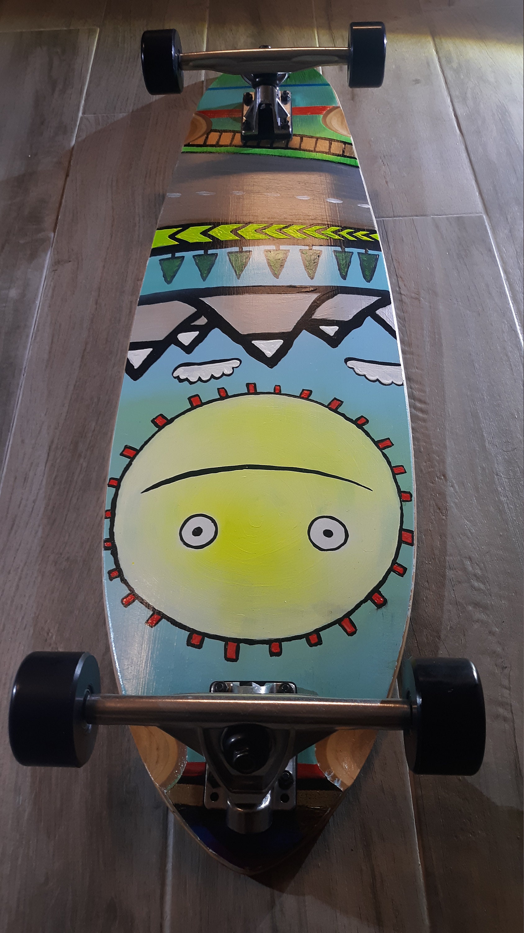 Hand painted longboard skateboard signed vintage style reverse Etsy