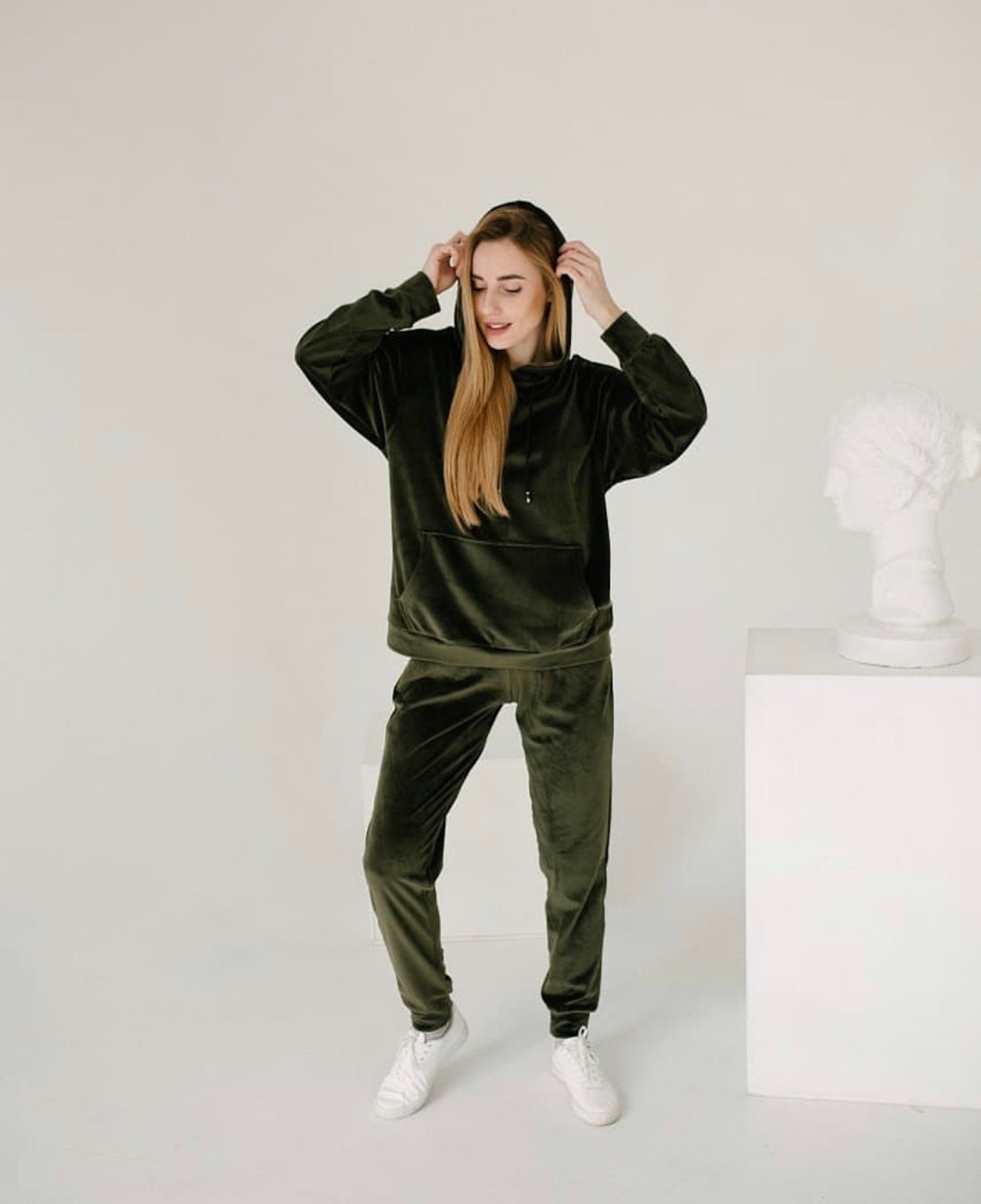 green velvet sweatsuit