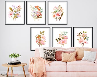 Watercolor Floral Decor Printable, Set of 6, Watercolor Floral Prints, Watercolor Prints, Floral Printable, Home Printable, Instant Download