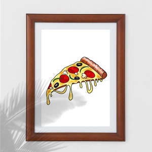 PIZZA digital art, pizza wall art, simple art, Wall decoration, Pizza print, Food art, Home Decor