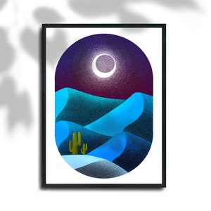 DESERT NIGHT VER.| Desert digital art, Desert wall art, simple art, Wall decor, Desert print, Desert art, Home Decor, Fantasy