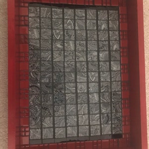 Red, Black, White, and Gray Serving Tray